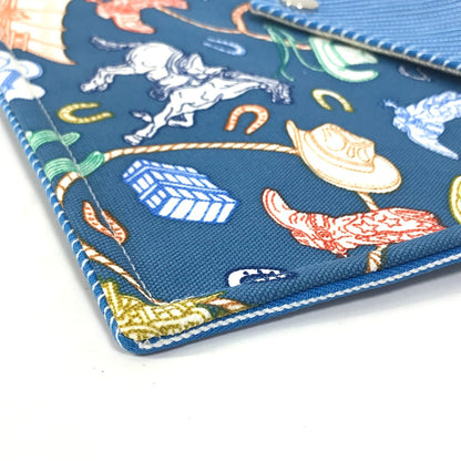 Hermes Pouch Cotton Blue Flat Western Company Gm Women