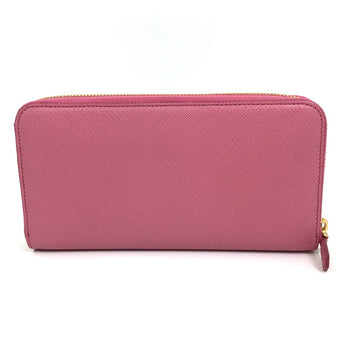 Prada Long Wallet Purse 1Ml506 Saffiano Leather Pink Logo Saffiano Shine Women