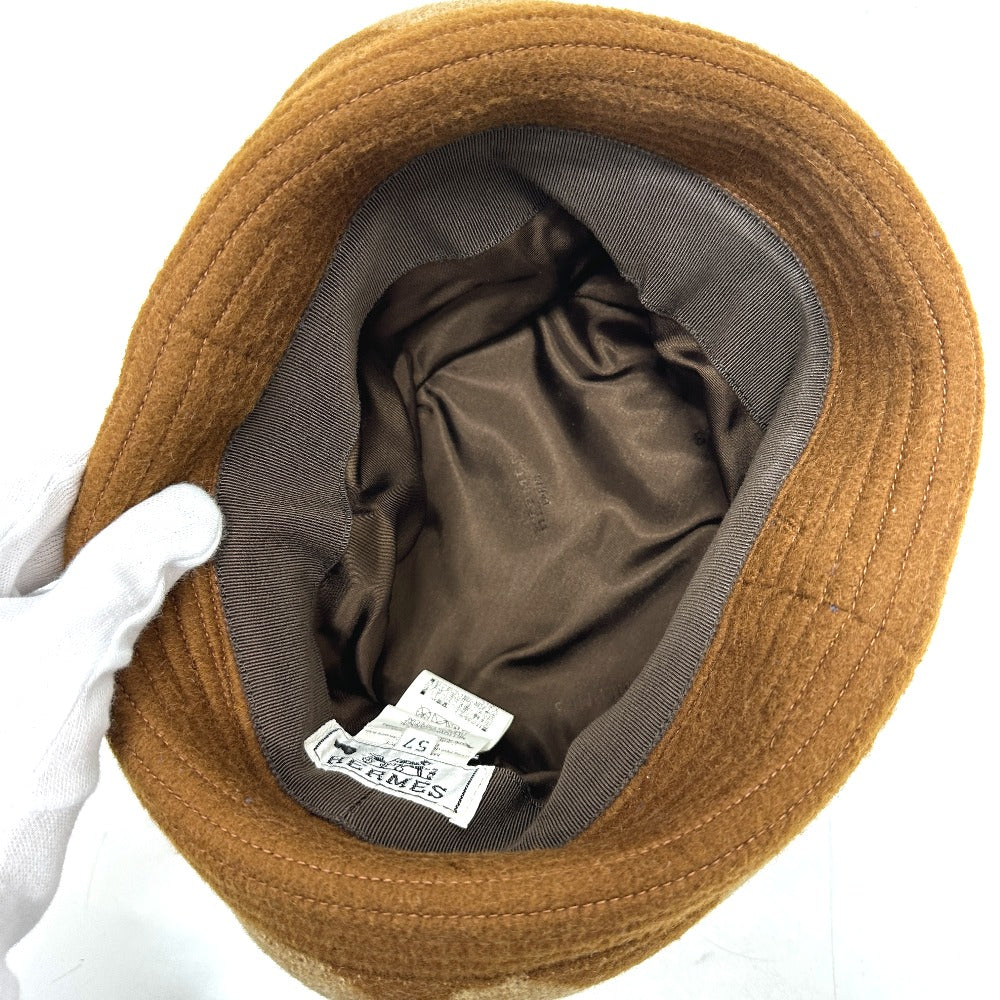Hermes Hat , Camel Brown H Logo Camel Hat Women 57