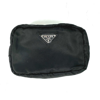 Prada Pouch Nm340X Nylon Black Triangle Logo Plate Women
