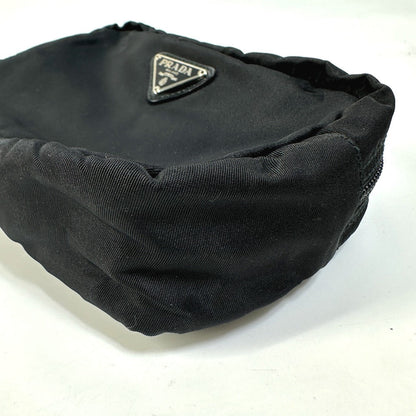 Prada Pouch Nm340X Nylon Black Triangle Logo Plate Women