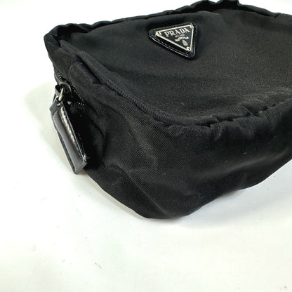 Prada Pouch Nm340X Nylon Black Triangle Logo Plate Women