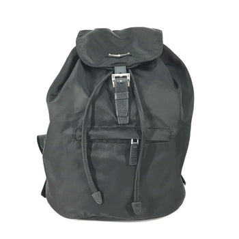 Prada Backpack 1Bz032 Nylon / Leather Black With Logo Triangle Logo Plate Women Secondhand