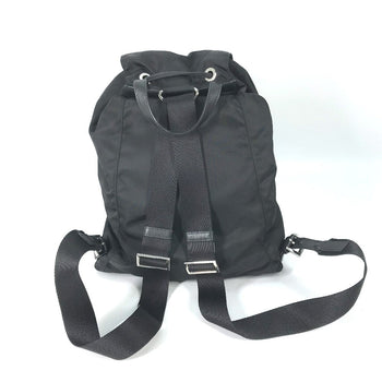 Prada Backpack 1Bz032 Nylon / Leather Black With Logo Triangle Logo Plate Women Secondhand