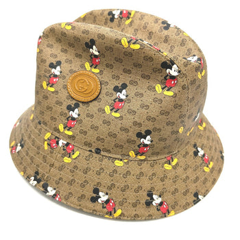 Gucci Hat 602978 Gg Supreme Canvas Brown Mini Gg Disney Mickey Mouse Unisex(Unisex) L