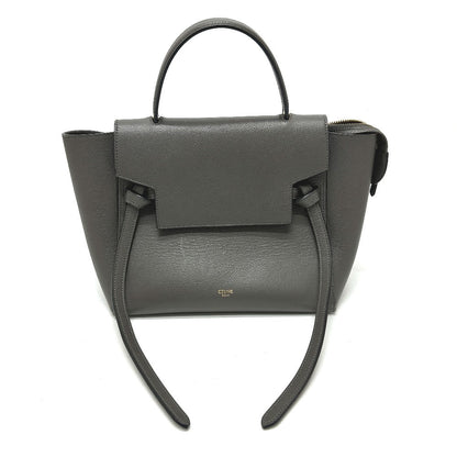 Celine Handbag 189153 Leather Gray Logo Belt Bag Micro Women