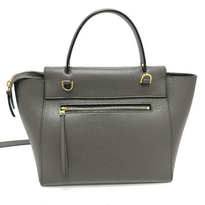 Celine Handbag 189153 Leather Gray Logo Belt Bag Micro Women