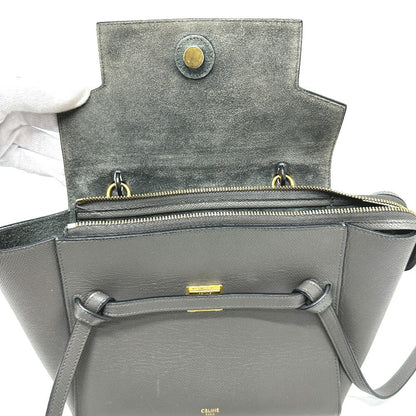 Celine Handbag 189153 Leather Gray Logo Belt Bag Micro Women