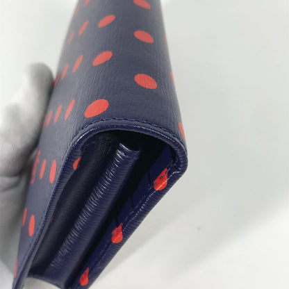Gucci Long Wallet Purse 621892 Leather Navy X Red Horsebit 1955 Dot Polka Dot Chain Wallet Women