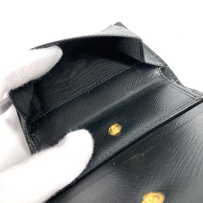 Prada Folded Wallet 1Mv204 Leather Black All-Over Logo Women