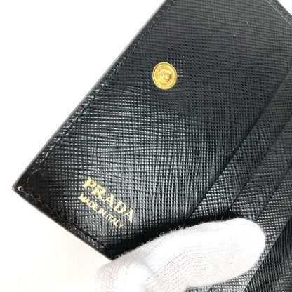 Prada Folded Wallet 1Mv204 Leather Black All-Over Logo Women