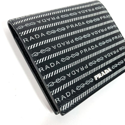 Prada Folded Wallet 1Mv204 Leather Black All-Over Logo Women
