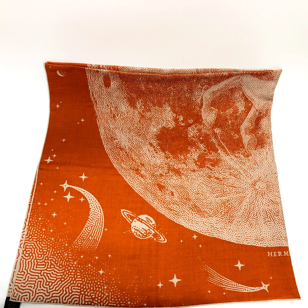 Hermes Scarf Cotton, Silk Orange Clair De Lune Calegean 140 Women