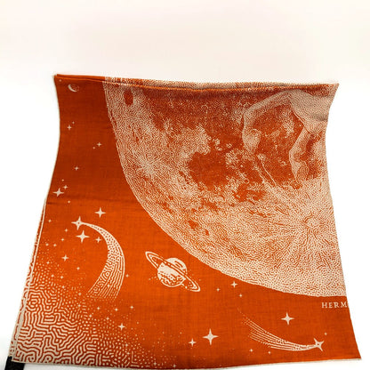Hermes Scarf Cotton, Silk Orange Clair De Lune Calegean 140 Women