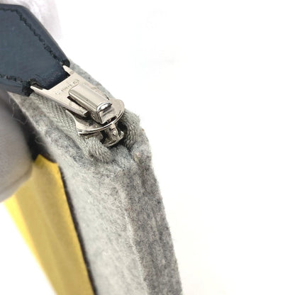 Hermes Clutch Bag Felt / Epsom Gray X Yellow Pouch To Doo 29 Mens