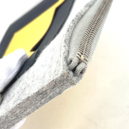 Hermes Clutch Bag Felt / Epsom Gray X Yellow Pouch To Doo 29 Mens