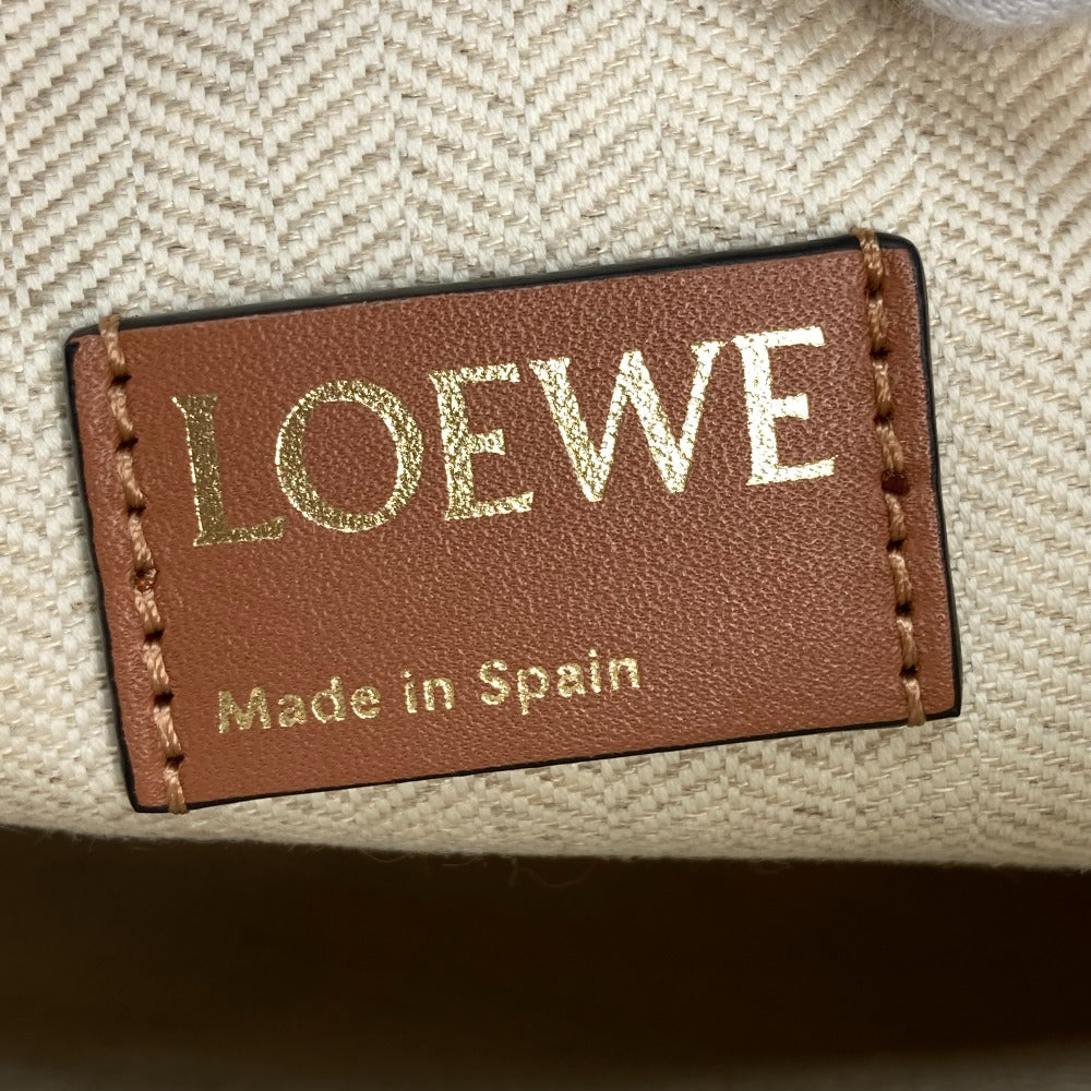 Loewe Clutch Bag Canvas / Leather Beige X Brown Anagram Jacquard Oblong Pouch Mens