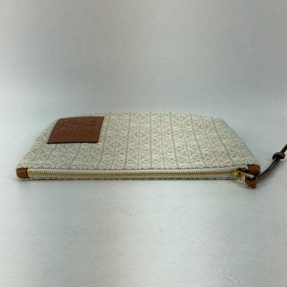 Loewe Clutch Bag Canvas / Leather Beige X Brown Anagram Jacquard Oblong Pouch Mens