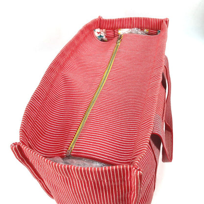 Hermes Tote Bag Canvas Red Mothers Bag Caval Horse Cheval Stripes Kids