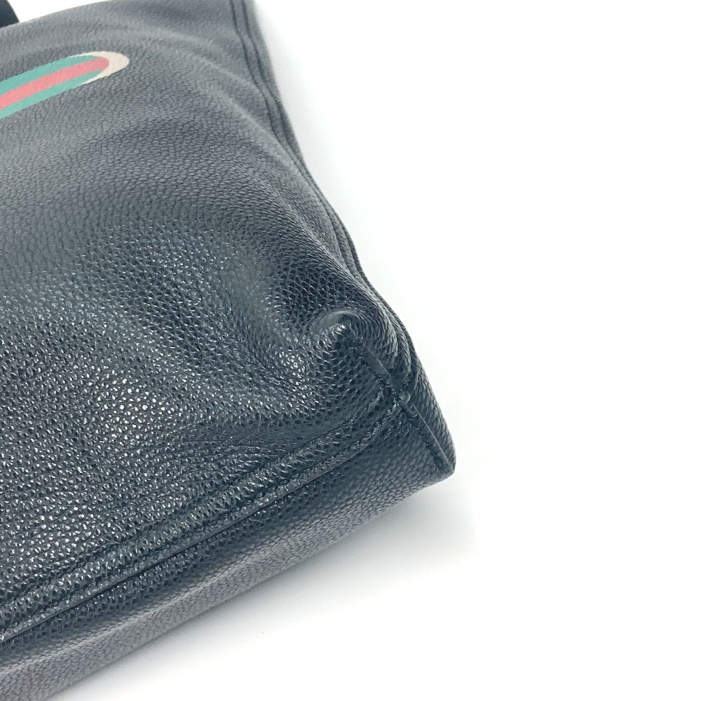 Gucci Tote Bag 572768 Leather Black Sherry Line Logo Print Unisex(Unisex)
