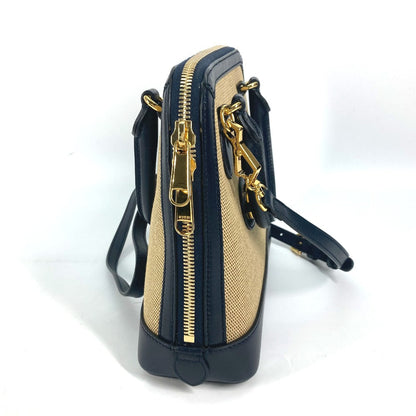 Gucci Handbag 621220 Canvas Leather Beige X Dark Navy Horsebit 1955 Small Top Handle Women