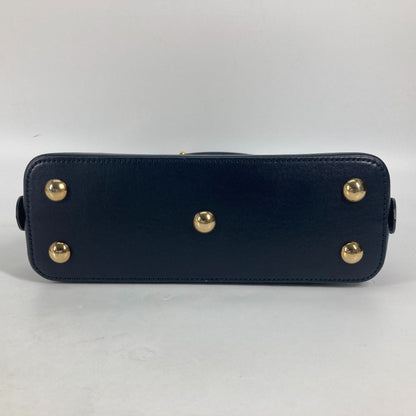 Gucci Handbag 621220 Canvas Leather Beige X Dark Navy Horsebit 1955 Small Top Handle Women