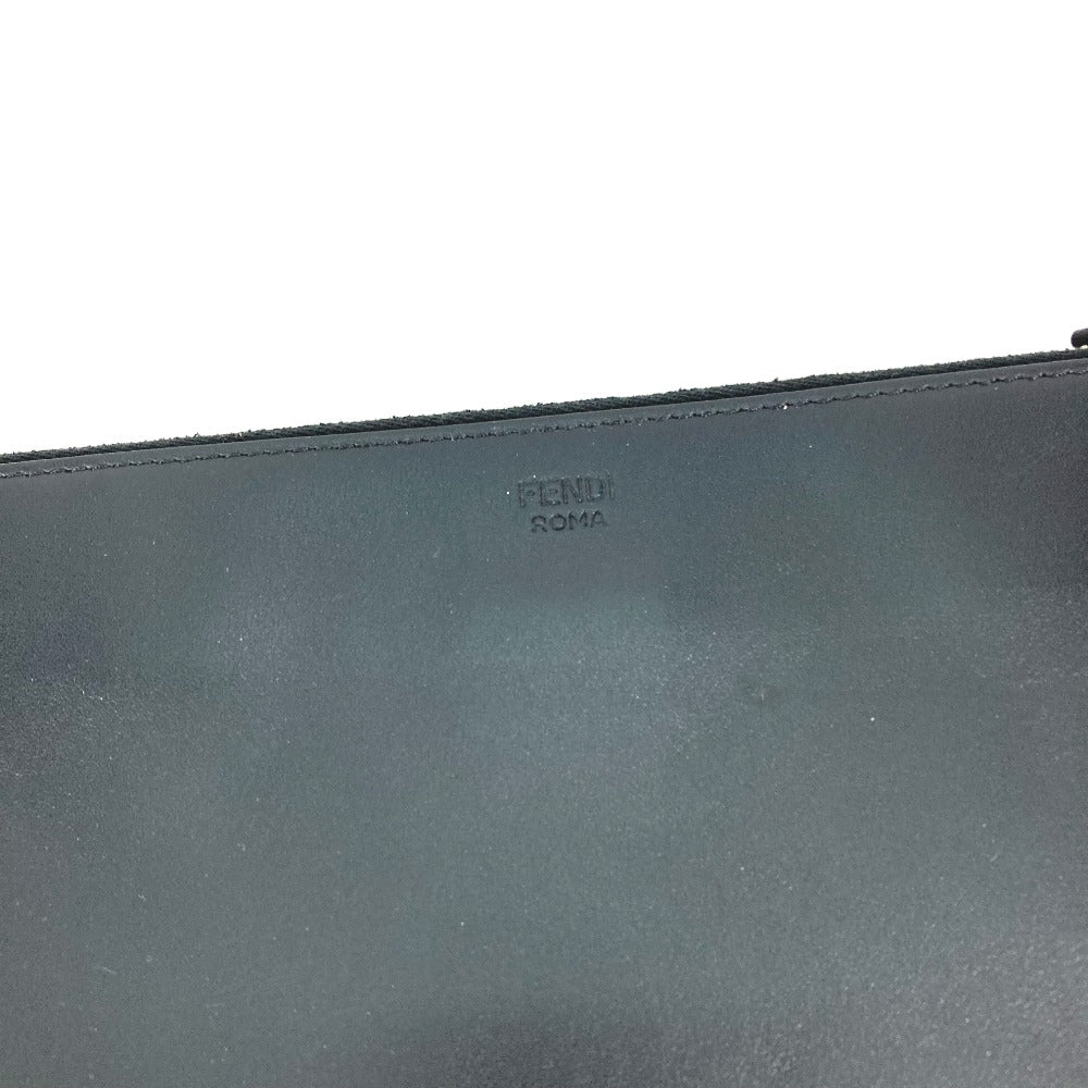 Fendi Clutch Bag 7N0078 Leather Black Monster Bugs Mens