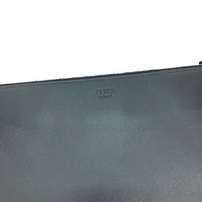 Fendi Clutch Bag 7N0078 Leather Black Monster Bugs Mens