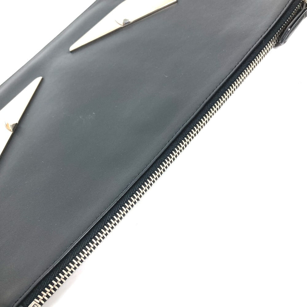 Fendi Clutch Bag 7N0078 Leather Black Monster Bugs Mens