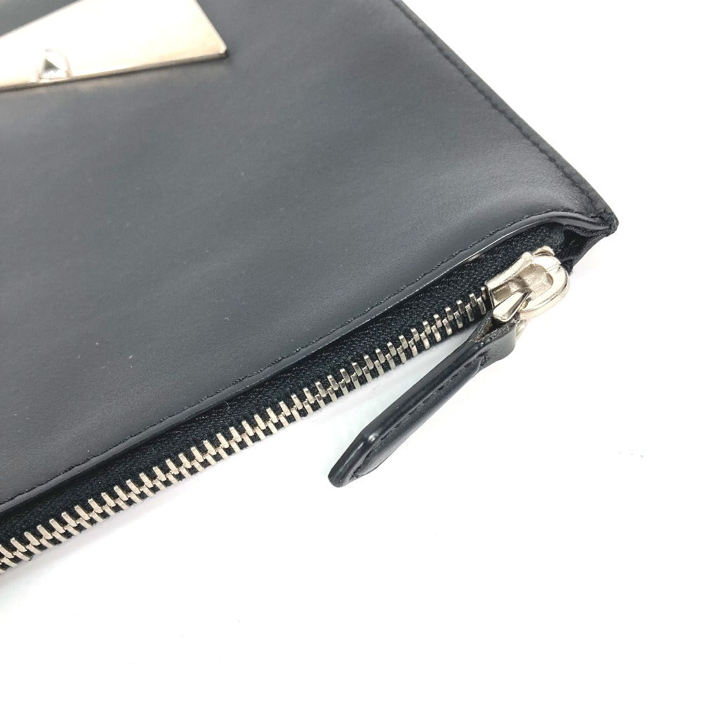 Fendi Clutch Bag 7N0078 Leather Black Monster Bugs Mens