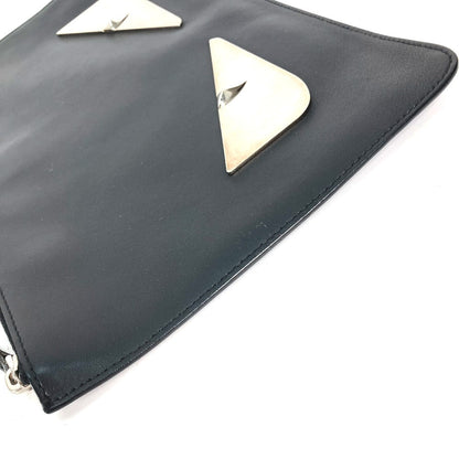 Fendi Clutch Bag 7N0078 Leather Black Monster Bugs Mens