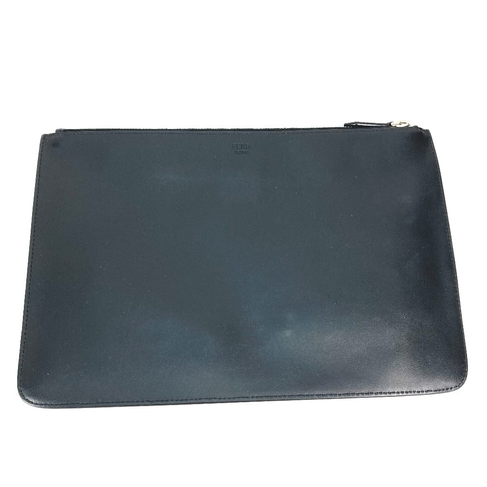 Fendi Clutch Bag 7N0078 Leather Black Monster Bugs Mens