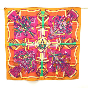 Hermes Scarf Silk Orange Bouquets Sellier Women