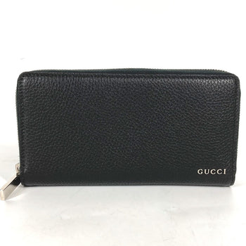 Gucci Long Wallet Purse 771154 Leather Black Long Wallet Logo Zip Around Wallet Mens