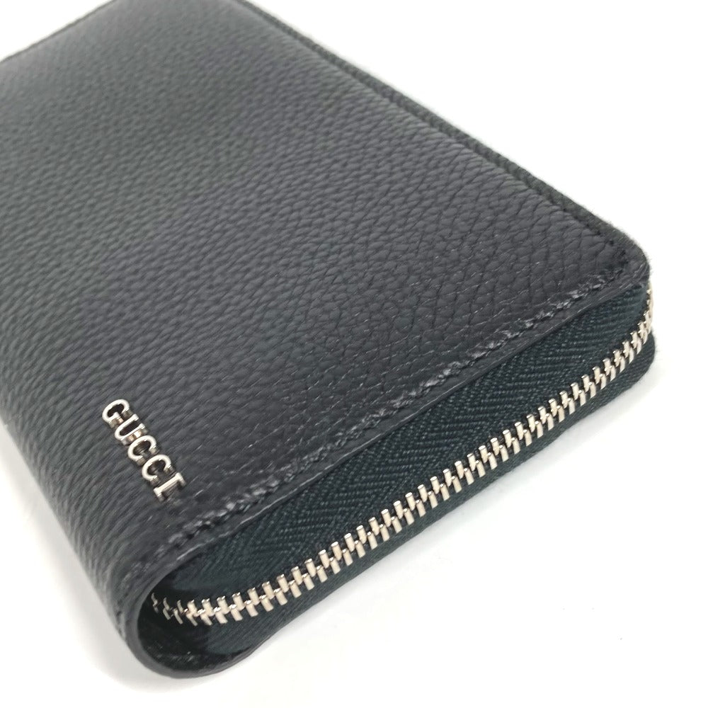 Gucci Long Wallet Purse 771154 Leather Black Long Wallet Logo Zip Around Wallet Mens
