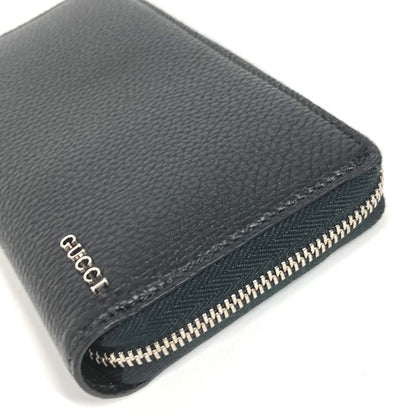 Gucci Long Wallet Purse 771154 Leather Black Long Wallet Logo Zip Around Wallet Mens