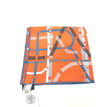 Hermes Scarf Silk Orange Pochette 45 Correspondance Carre45 Women