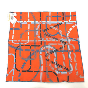 Hermes Scarf Silk Orange Pochette 45 Correspondance Carre45 Women