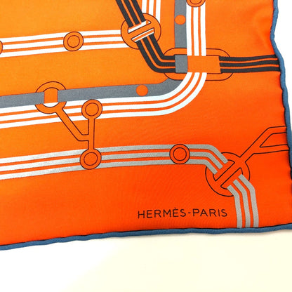 Hermes Scarf Silk Orange Pochette 45 Correspondance Carre45 Women