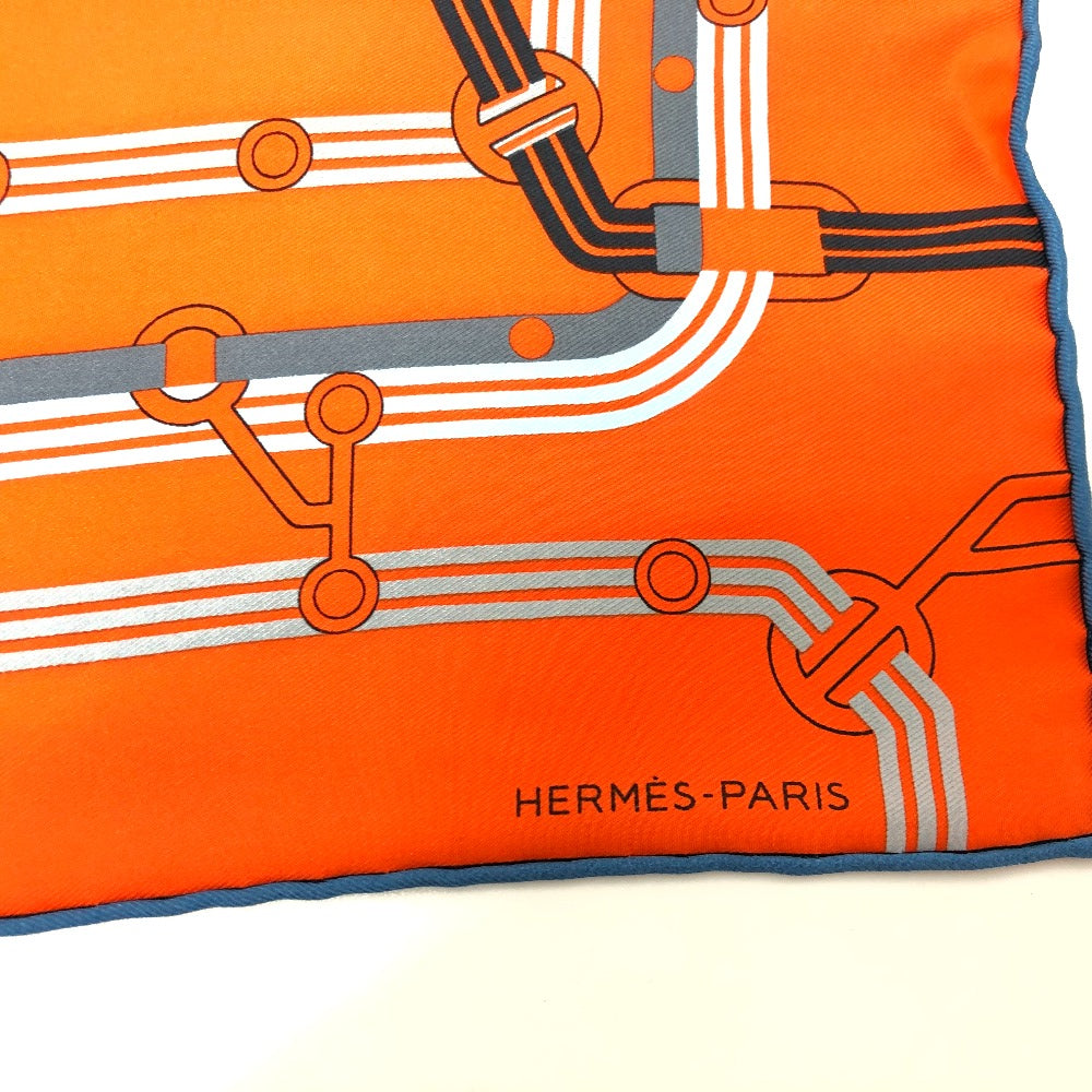 Hermes Scarf Silk Orange Pochette 45 Correspondance Carre45 Women
