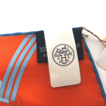 Hermes Scarf Silk Orange Pochette 45 Correspondance Carre45 Women