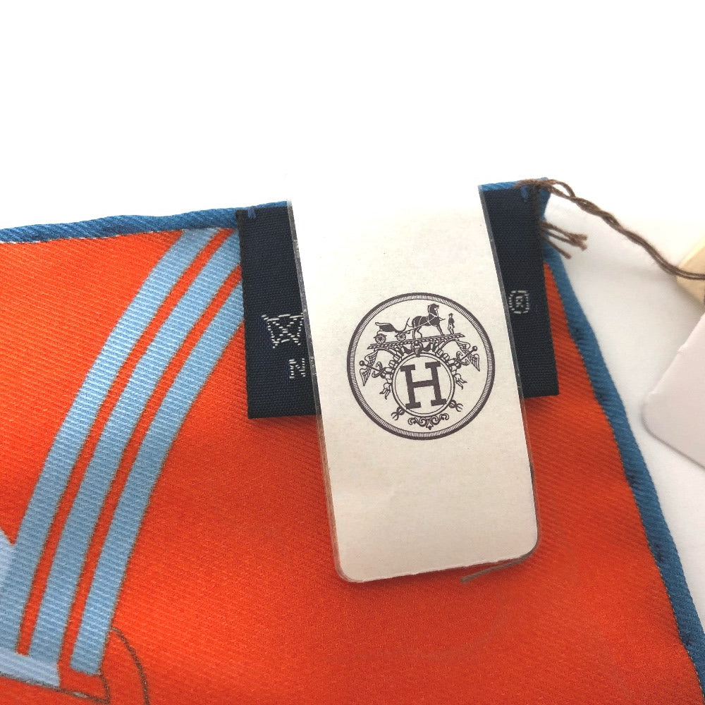 Hermes Scarf Silk Orange Pochette 45 Correspondance Carre45 Women