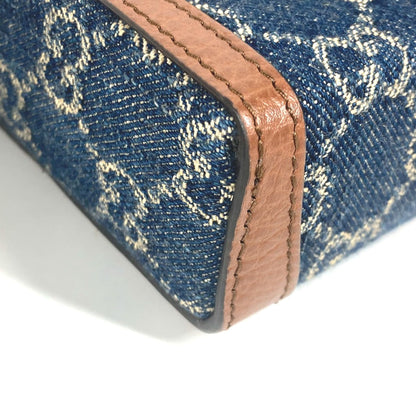 Gucci Shoulder Bag 625615 Denim, Leather Blue X Brown Gg Denim Horsebit 1955 Mini Bag Women
