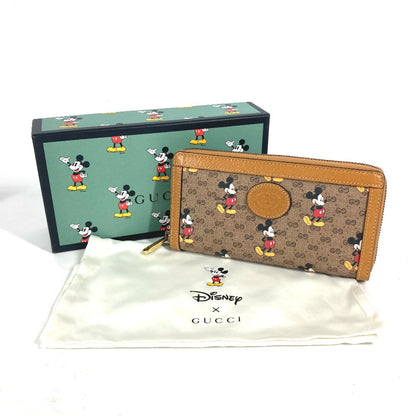 Gucci Long Wallet Purse 602532 Gg Supreme Canvas Beige X Brown Mini Gg Supreme Disney Disney