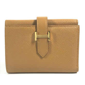 Hermes Trifold Wallet Epsom Brown X Light Blue H Logo Bicolor Bean Combine Women