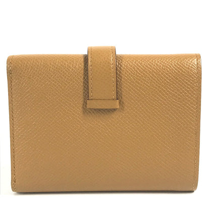 Hermes Trifold Wallet Epsom Brown X Light Blue H Logo Bicolor Bean Combine Women