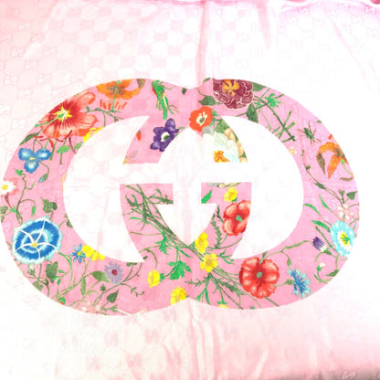 Gucci Shawl 663676 Silk, Rayon Pink Floral Gg Logo Flora Women