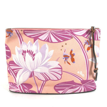 Loewe Clutch Bag Leather / Canvas Pink Paula'S Ibiza Oblong Logo Women