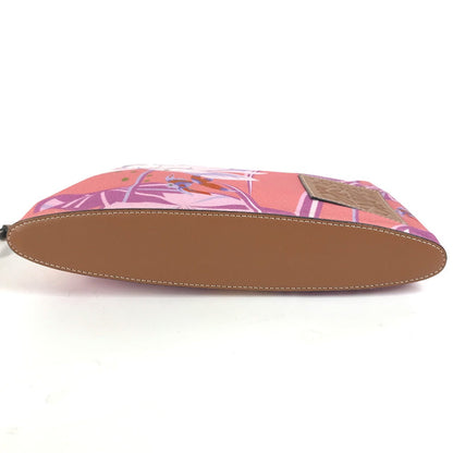 Loewe Clutch Bag Leather / Canvas Pink Paula'S Ibiza Oblong Logo Women