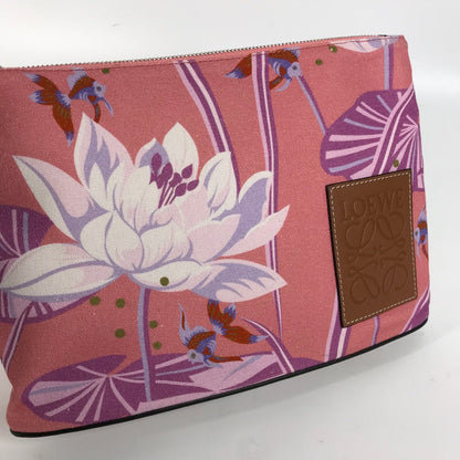 Loewe Clutch Bag Leather / Canvas Pink Paula'S Ibiza Oblong Logo Women